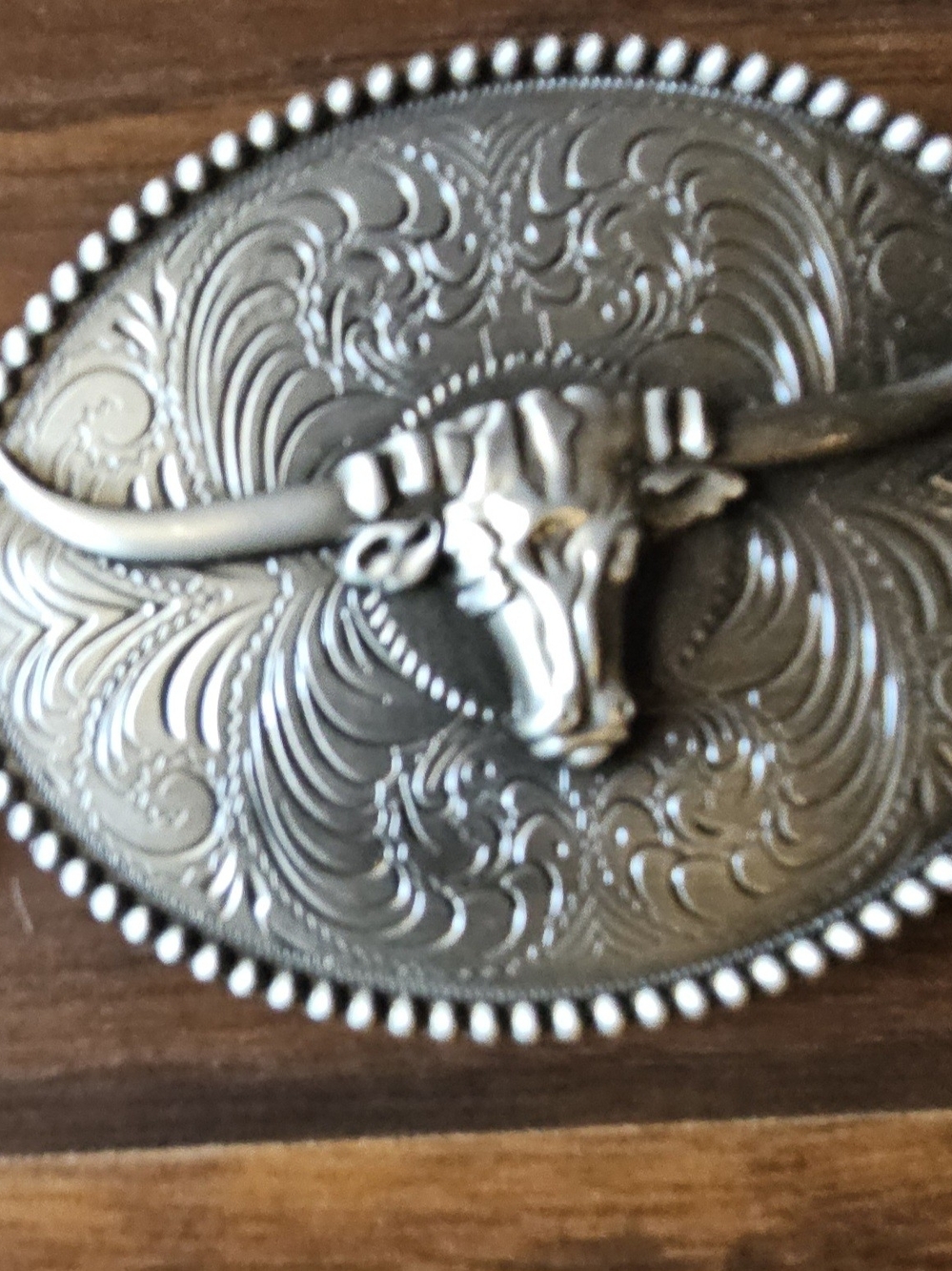Longhorn Bull Western Belt & Belt Buckle - Silver Tone